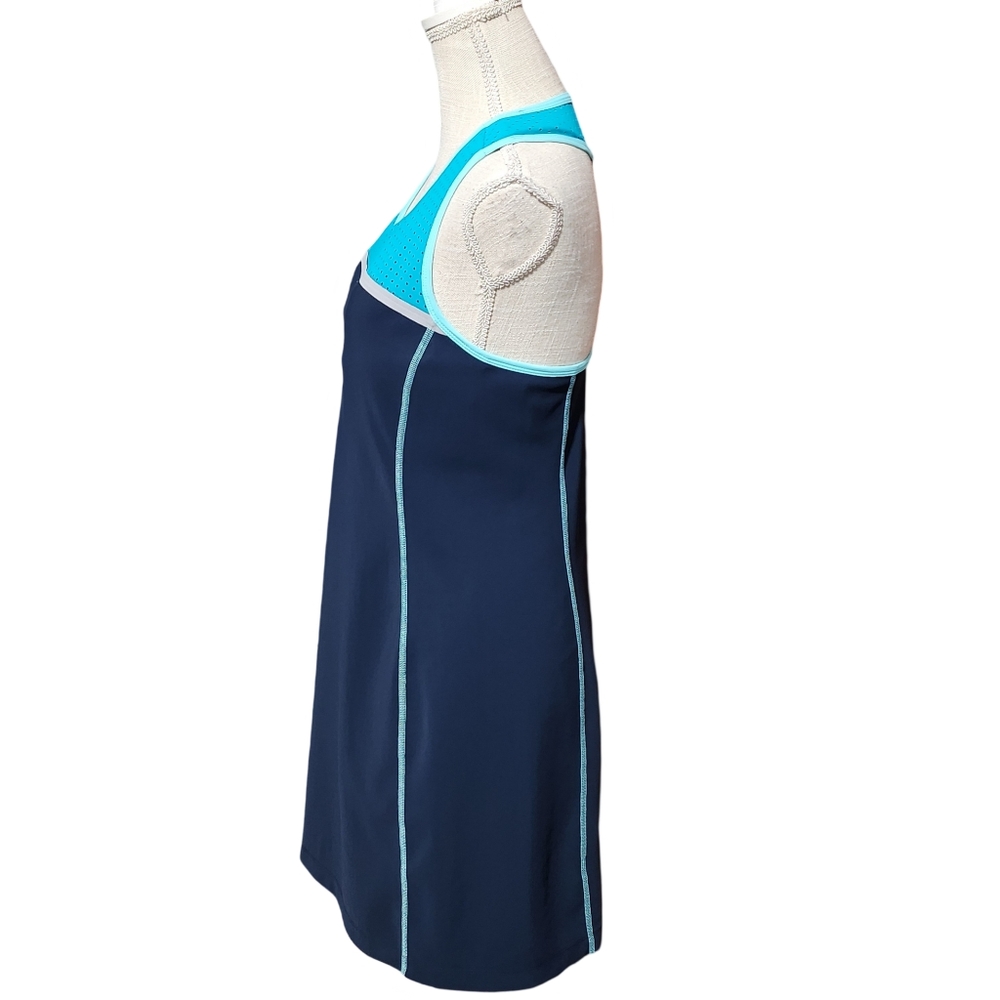 TITLE NINE Athletic Dress Womens Medium Navy Blue Aqua Sleeveless Racerback - Picture 3 of 14